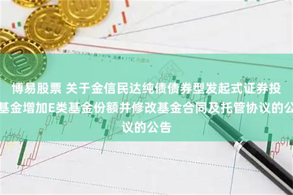 博易股票 关于金信民达纯债债券型发起式证券投资基金增加E类基金份额并修改基金合同及托管协议的公告