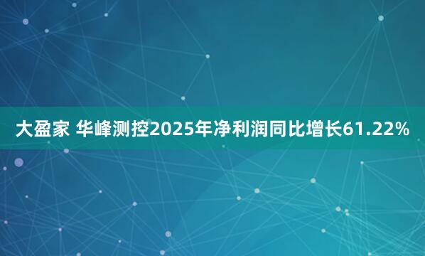 大盈家 华峰测控2025年净利润同比增长61.22%
